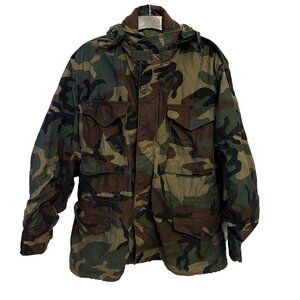 Original Army 1st Calvary Field Jacket Hooded Horse Patch Camouflage Sz Med Reg